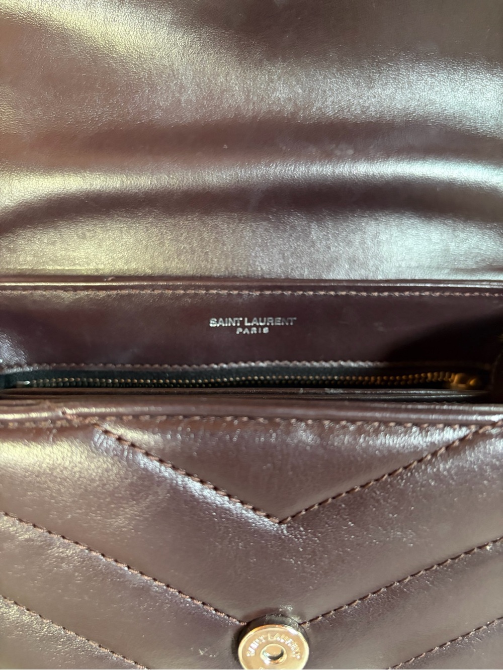 Yves Saint Laurent Burgundy Leather Loulou Bag with silver YSL Logo - Picture 4 of 12